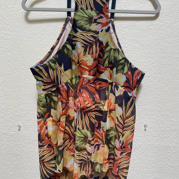 Aqua Green Swimsuit Top. Plus Size Purple & Floral - Picture 2 of 5